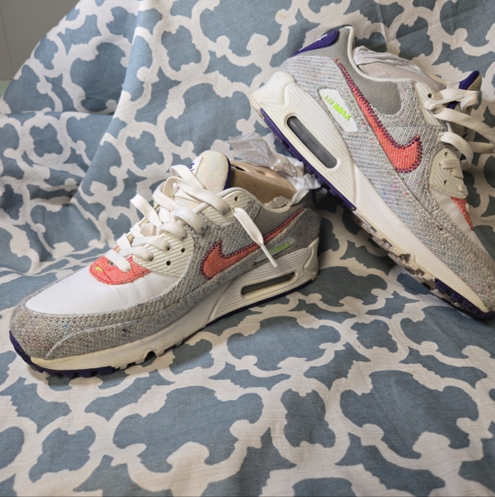 Nike Air Max 90 Recycled Jerseys White-Electric Green Mens Sz 8 [CT1684-100